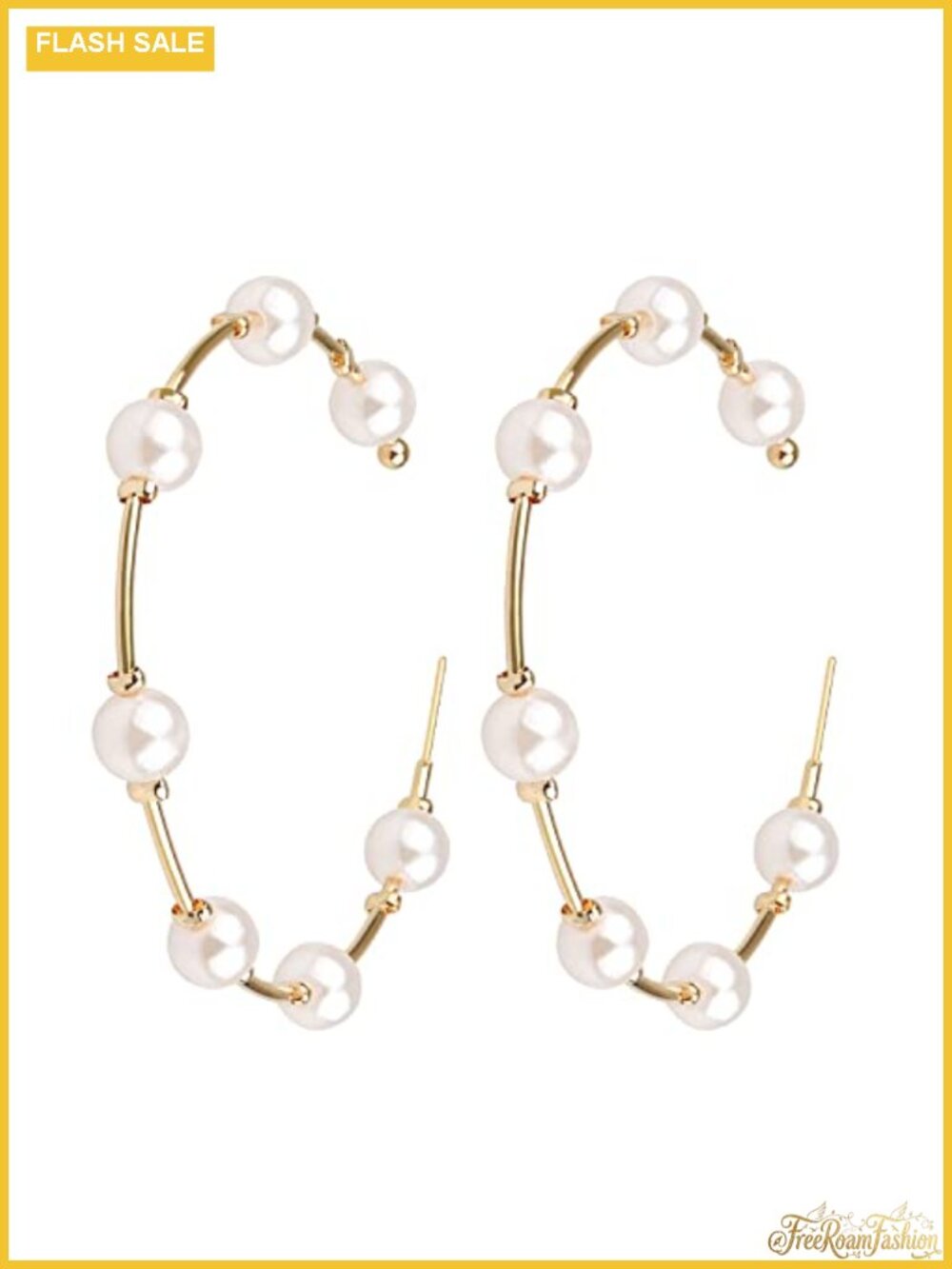 Pearl Hoop Earrings Hypoallergenic 925 Silver Plated Dangle Drop Women